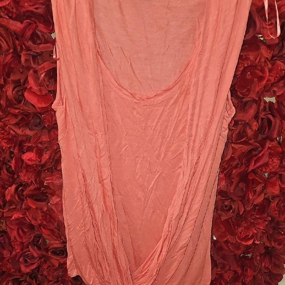 APT 9 Draped Orange Pink Tank Top Size XLarge (Small Rips, See PICS)